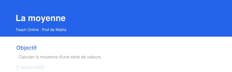 Aperçu : haut de la première page — La moyenne