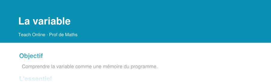 Aperçu : haut de la première page — La variable
