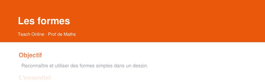 Aperçu : haut de la première page — Les formes