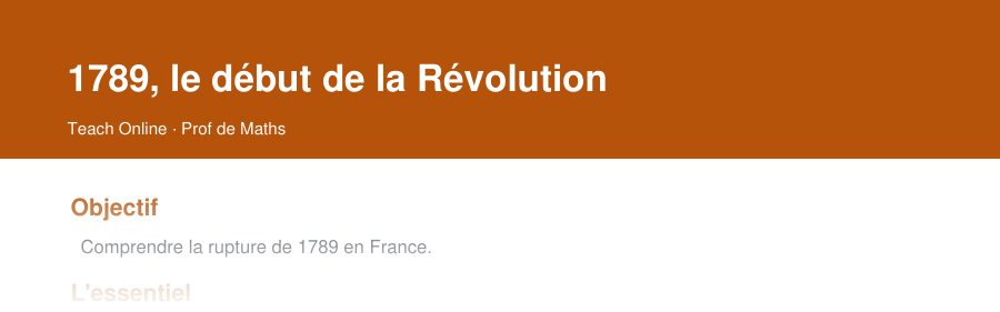 Aperçu : haut de la première page — 1789, le début de la Révolution