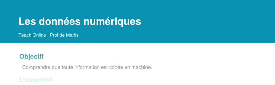 Aperçu : haut de la première page — Les données numériques