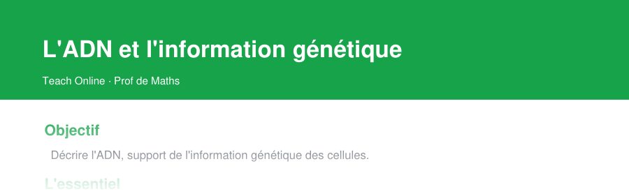 Aperçu : haut de la première page — L'ADN et l'information génétique