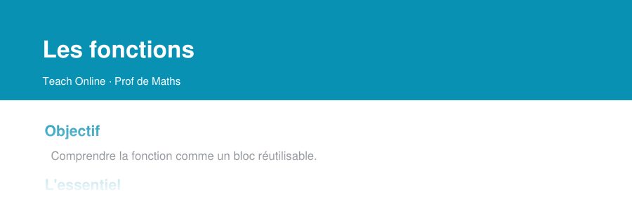 Aperçu : haut de la première page — Les fonctions
