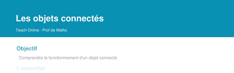 Aperçu : haut de la première page — Les objets connectés