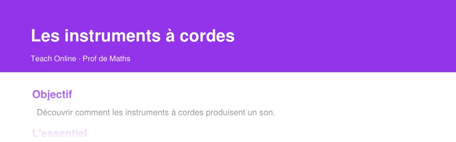 Aperçu : haut de la première page — Les instruments à cordes