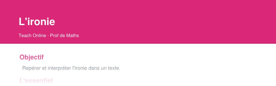 Aperçu : haut de la première page — L'ironie