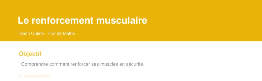 Aperçu : haut de la première page — Le renforcement musculaire