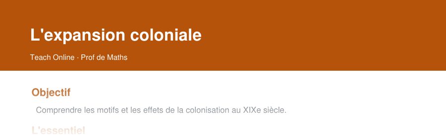 Aperçu : haut de la première page — L'expansion coloniale
