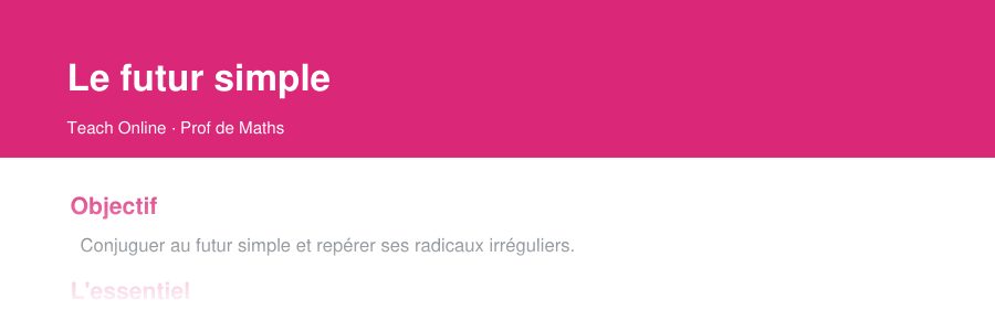 Aperçu : haut de la première page — Le futur simple