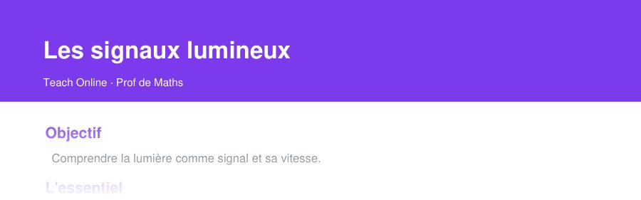 Aperçu : haut de la première page — Les signaux lumineux