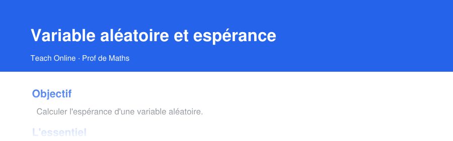Aperçu : haut de la première page — Variable aléatoire et espérance
