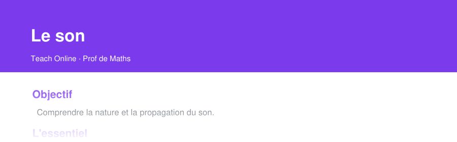 Aperçu : haut de la première page — Le son