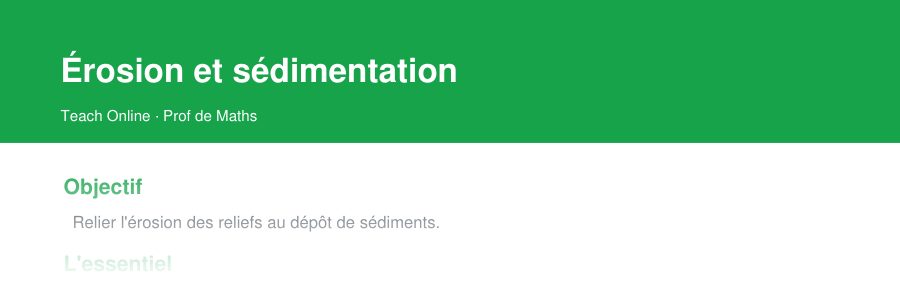 Aperçu : haut de la première page — Érosion et sédimentation