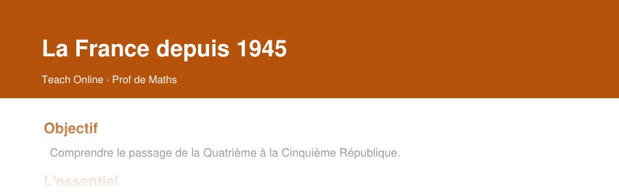 Aperçu : haut de la première page — La France depuis 1945