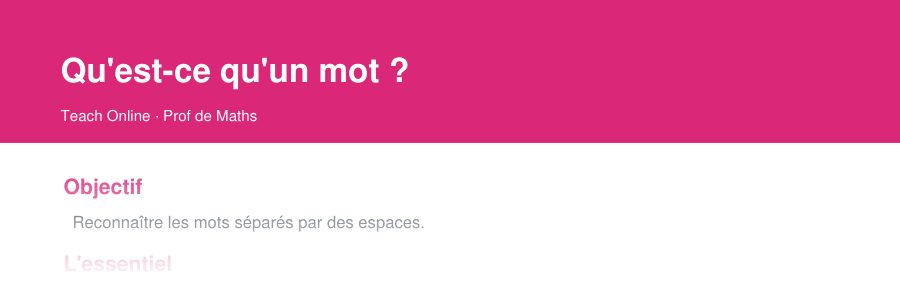Aperçu : haut de la première page — Qu'est-ce qu'un mot ?