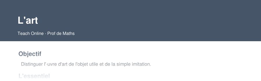 Aperçu : haut de la première page — L'art