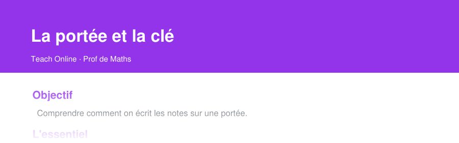 Aperçu : haut de la première page — La portée et la clé