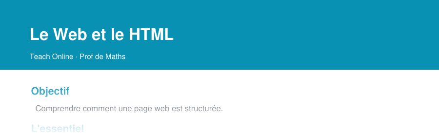 Aperçu : haut de la première page — Le Web et le HTML