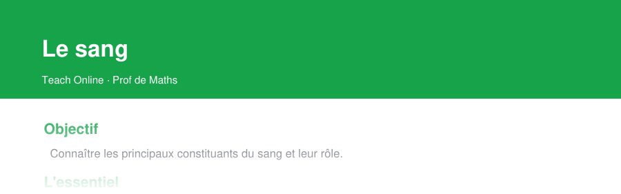 Aperçu : haut de la première page — Le sang