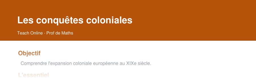 Aperçu : haut de la première page — Les conquêtes coloniales