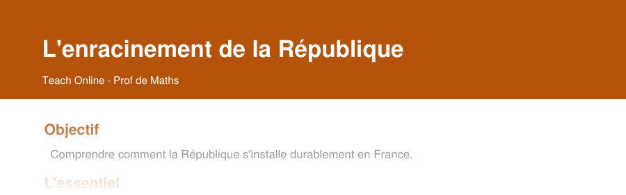 Aperçu : haut de la première page — L'enracinement de la République