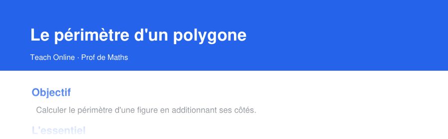 Aperçu : haut de la première page — Le périmètre d'un polygone