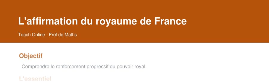 Aperçu : haut de la première page — L'affirmation du royaume de France