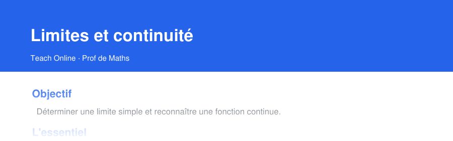 Aperçu : haut de la première page — Limites et continuité