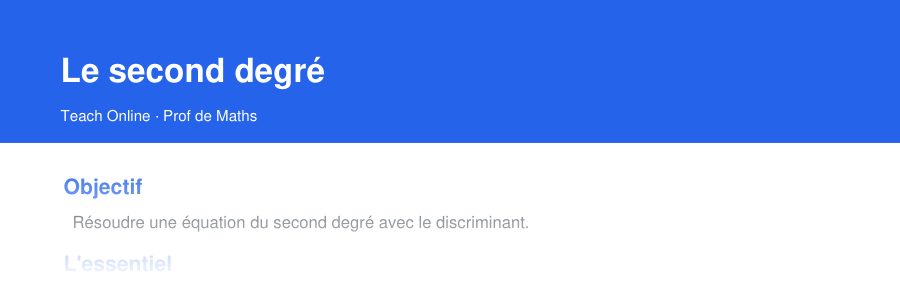 Aperçu : haut de la première page — Le second degré