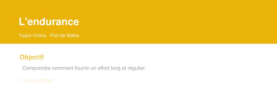 Aperçu : haut de la première page — L'endurance