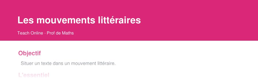 Aperçu : haut de la première page — Les mouvements littéraires