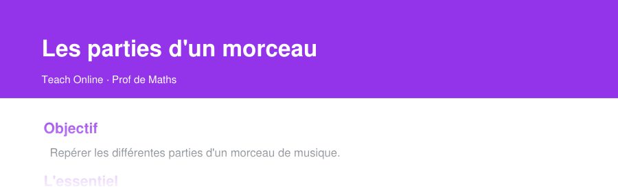 Aperçu : haut de la première page — Les parties d'un morceau
