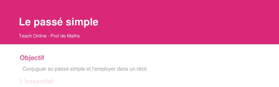 Aperçu : haut de la première page — Le passé simple