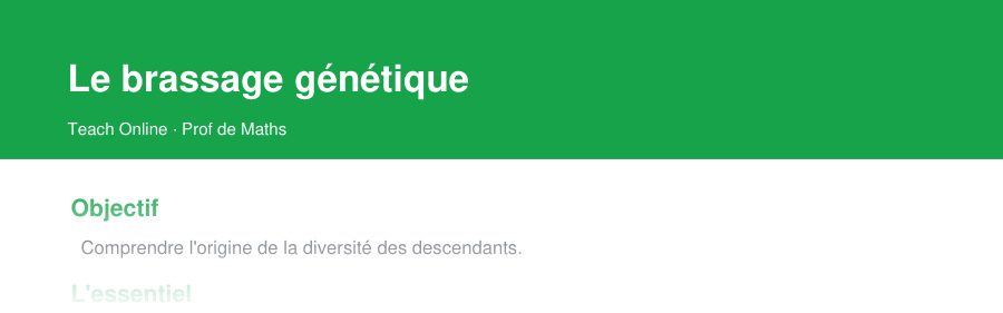 Aperçu : haut de la première page — Le brassage génétique
