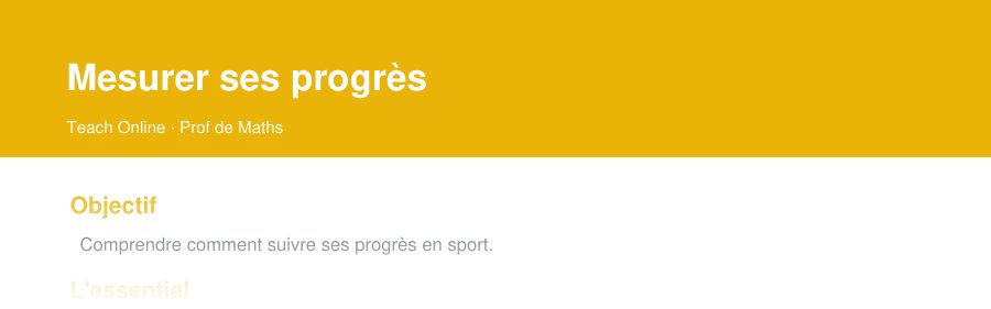 Aperçu : haut de la première page — Mesurer ses progrès