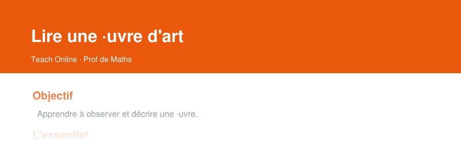 Aperçu : haut de la première page — Lire une œuvre d'art