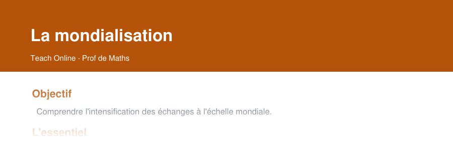 Aperçu : haut de la première page — La mondialisation