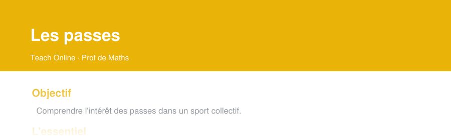 Aperçu : haut de la première page — Les passes