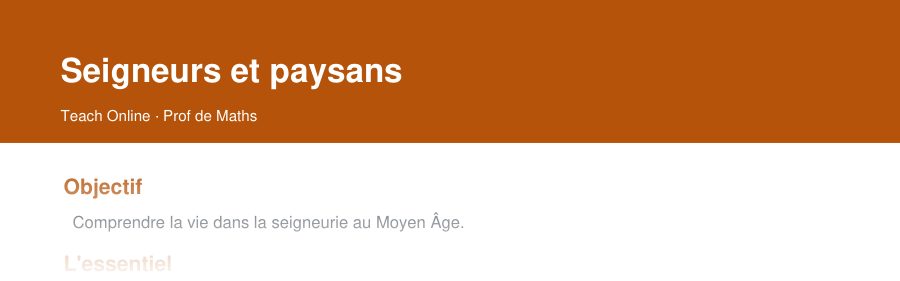Aperçu : haut de la première page — Seigneurs et paysans