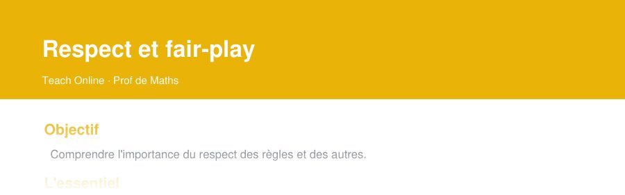 Aperçu : haut de la première page — Respect et fair-play