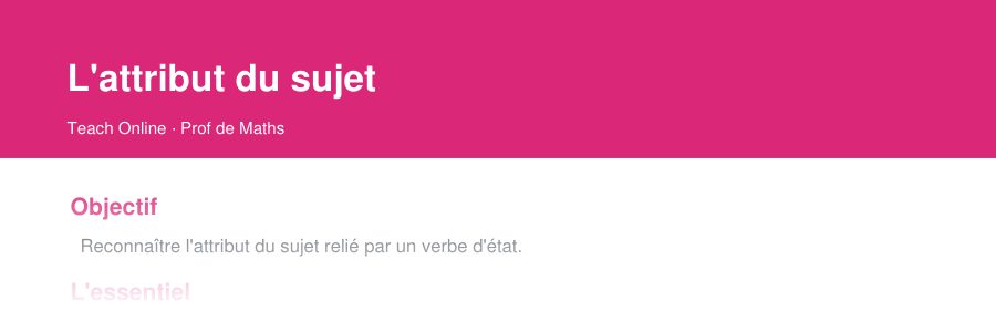 Aperçu : haut de la première page — L'attribut du sujet