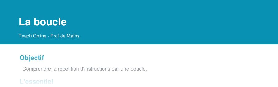 Aperçu : haut de la première page — La boucle
