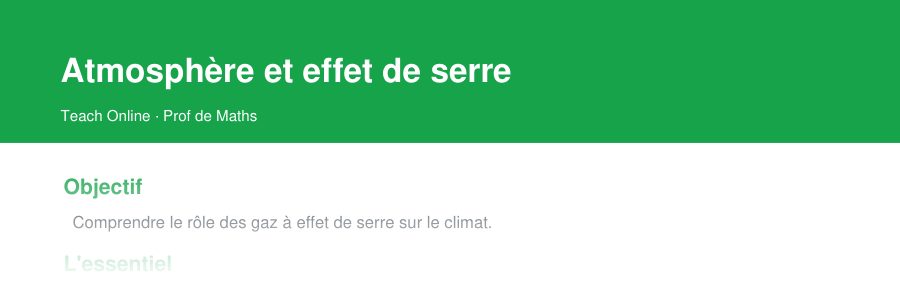 Aperçu : haut de la première page — Atmosphère et effet de serre