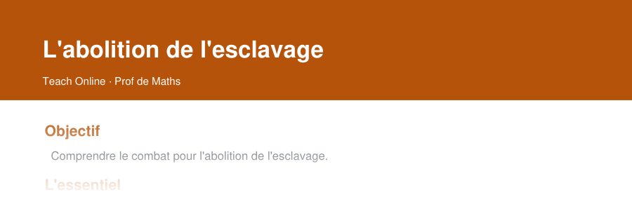 Aperçu : haut de la première page — L'abolition de l'esclavage