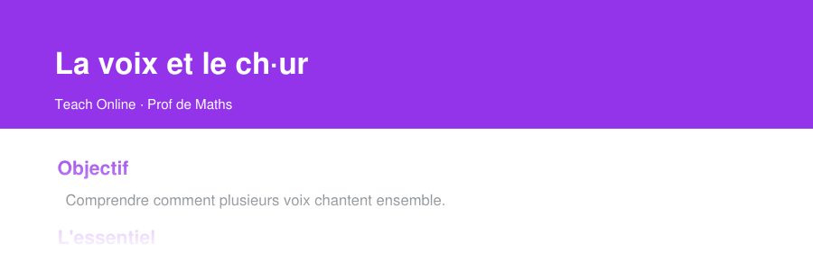 Aperçu : haut de la première page — La voix et le chœur