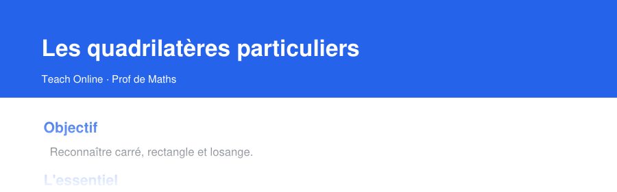 Aperçu : haut de la première page — Les quadrilatères particuliers